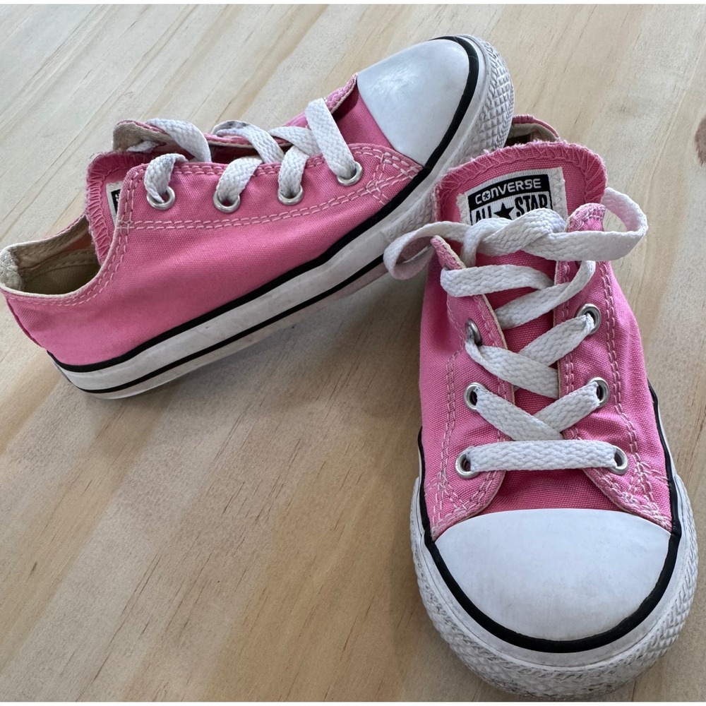 Converse Chuck Taylor All Star Low Pink Canvas Infant Sneakers Size 10 7J238‎